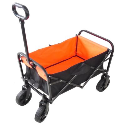 Folding Wagon Garden Shopping Beach Cart (Black+Yellow)