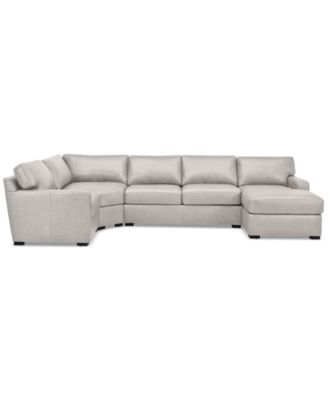 Radley 148" 4-Pc. Leather Wedge Modular Chaise Sectional