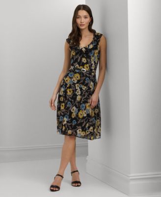 Lauren Belted Floral Dress Cream
