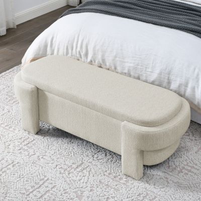Foam Beige Upholstered Storage Bench (51.5"X20.5"X17")