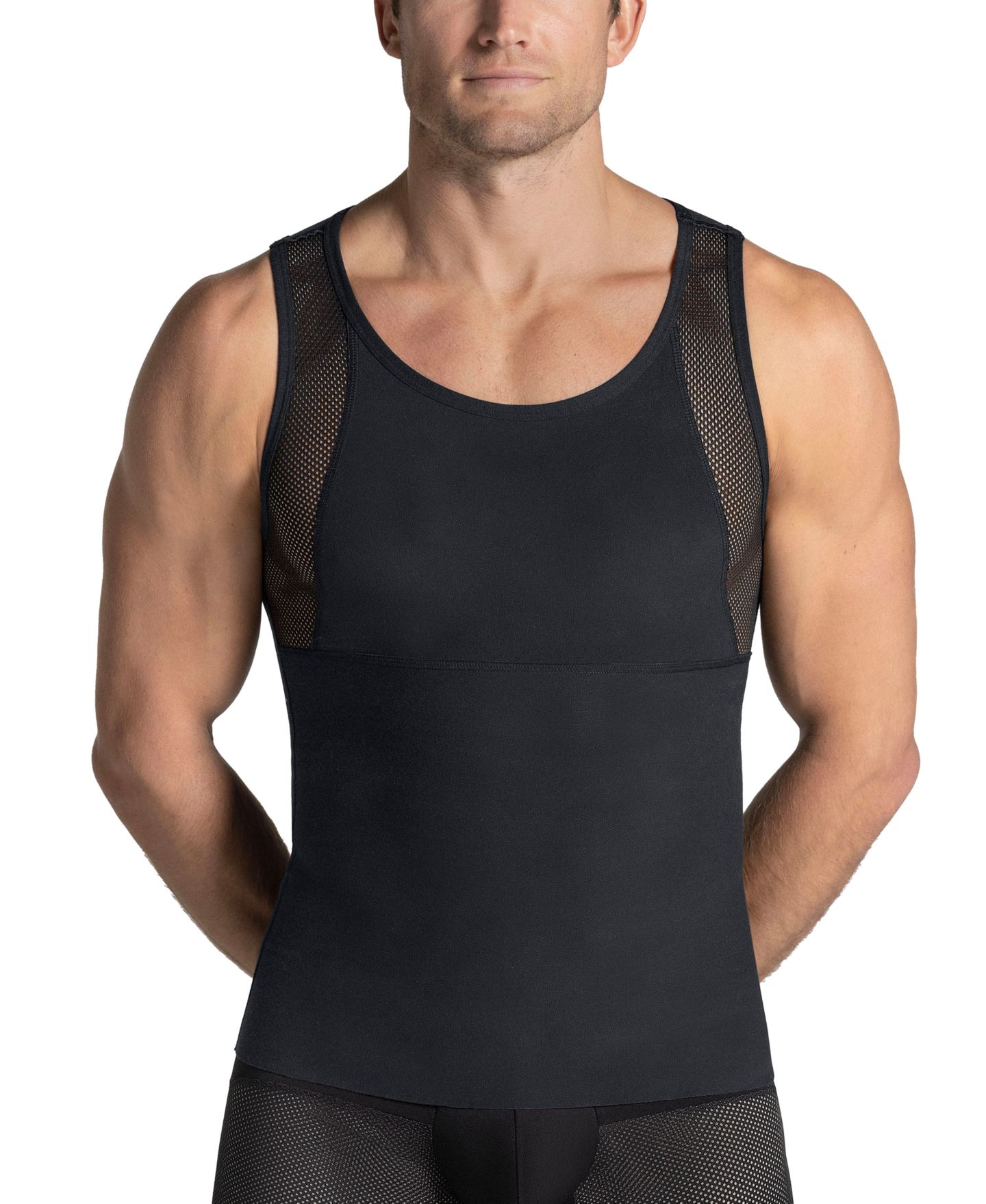 Мужской топ LEO Stretch Moderate Compression Shaper Tank Top, цвет: Чёрный — фото 1