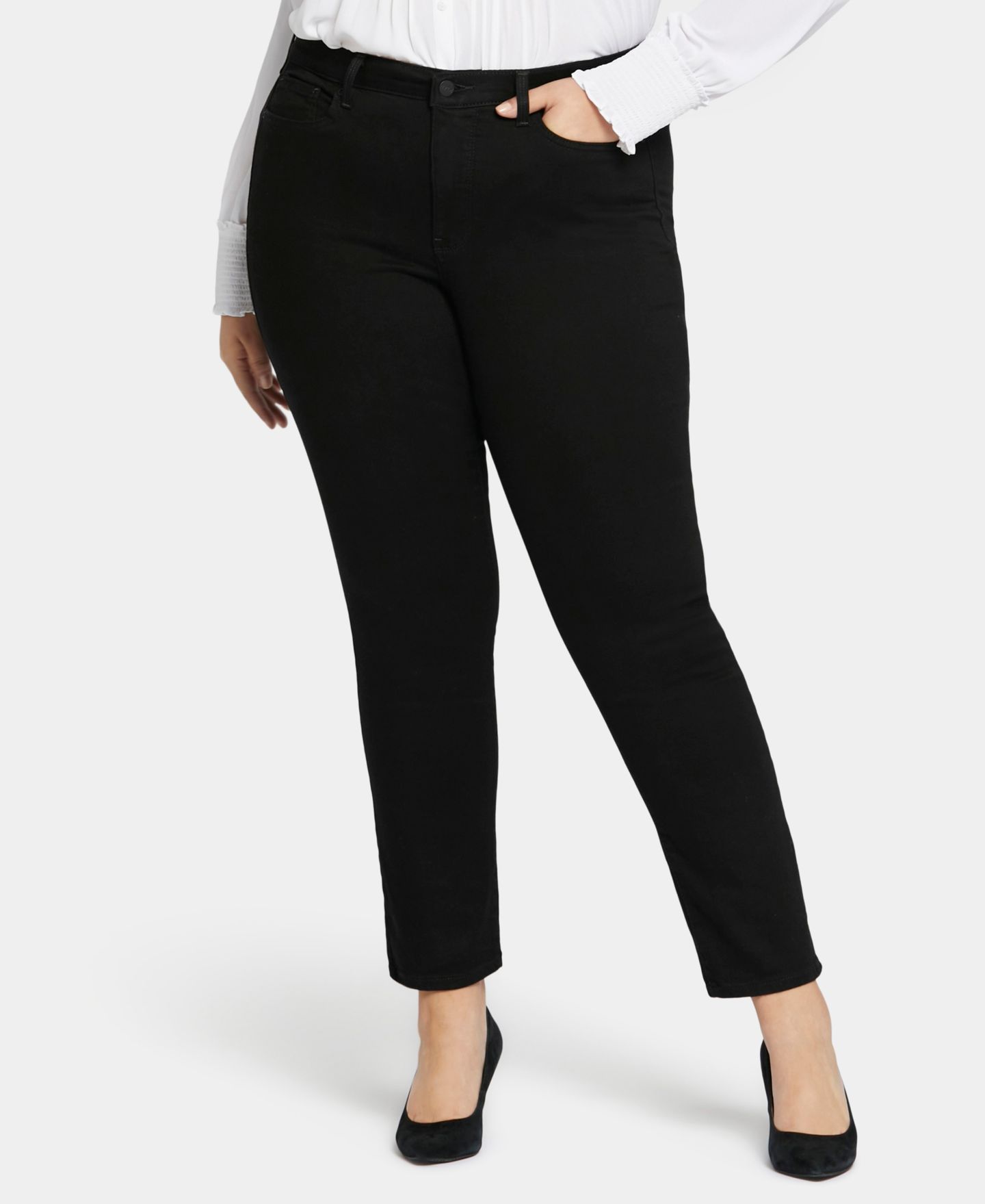 Женские джинсы NYDJ Plus Size Sheri Slim Jean, цвет: Чёрный — фото 1