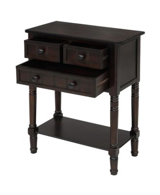 Narrow Console Table, Slim Sofa Table With Three Storage Drawers And Bottom Shelf