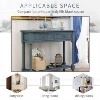 Daisy Series Console Table Traditional Design With Two Drawers And Bottom Shelf