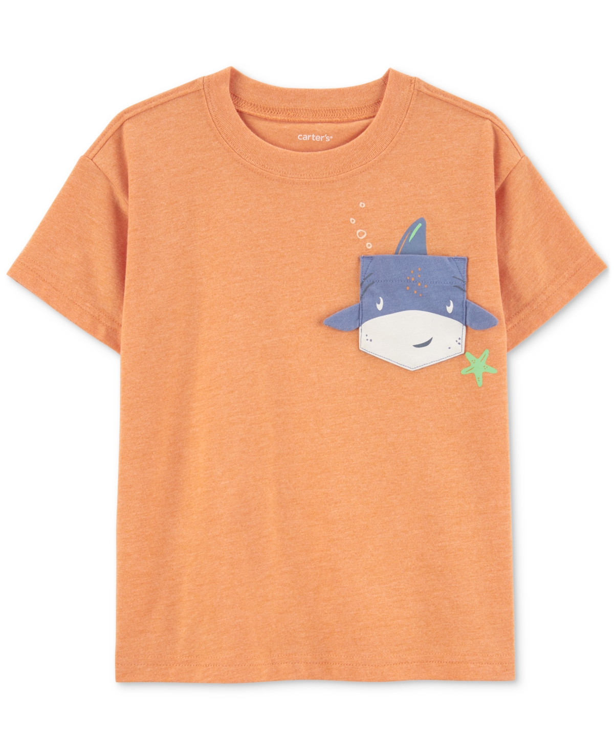 Shop Carter's Toddler Boys Shark-pocket Graphic T-shirt In Orange