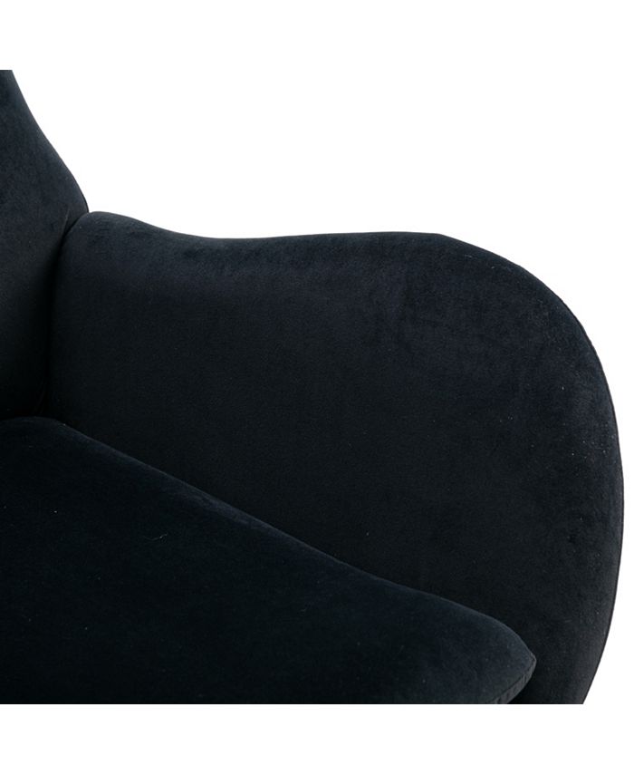 Simplie Fun Velvet Fabric Padded Seat Rocking Chair With High Backrest ...