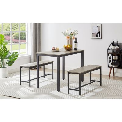  Industrial Style Dining Set with Benches, Counter, and Chairs