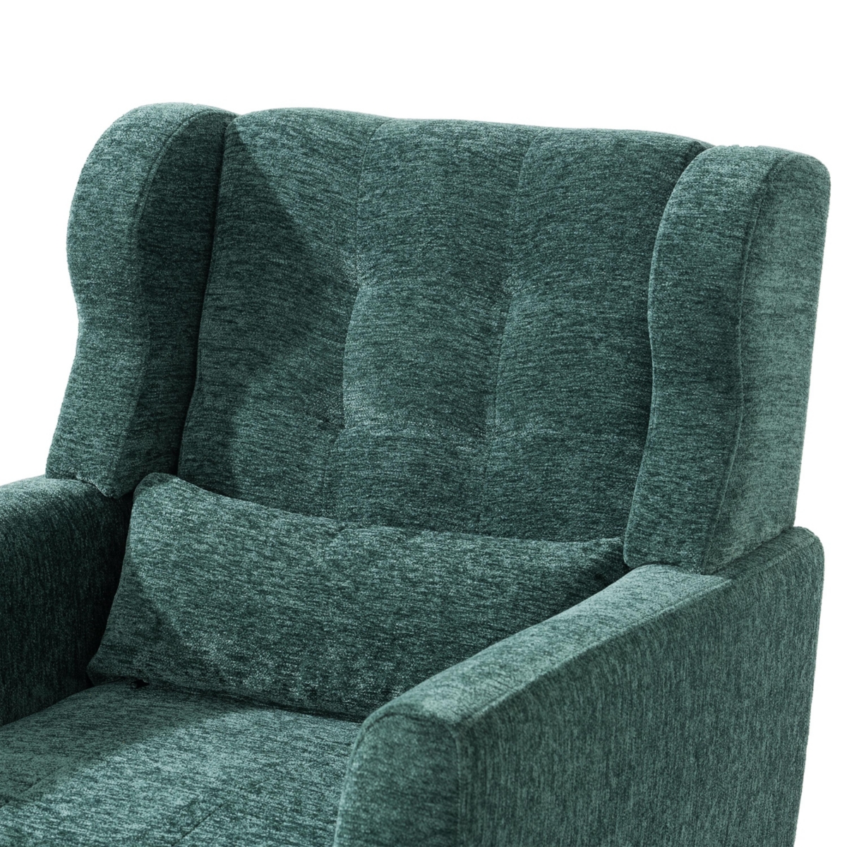Simplie Fun Mid Century Modern Armchair in Blackish Green Chenille Fabric