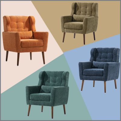 Streamdale Mid Century Modern Armchair in Blackish Green Chenille Fabric
