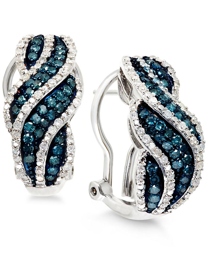 Macy's blue on sale diamond earrings