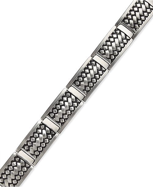 Macy's Men's Woven Bracelet in Stainless Steel & Reviews Bracelets