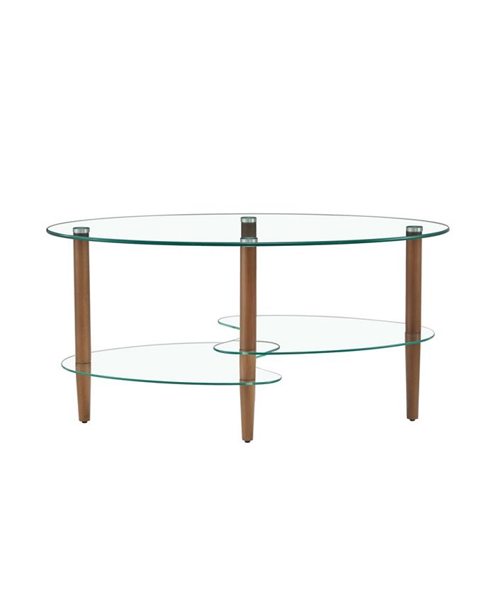 Simplie Fun Transparent Oval Glass Coffee Table, Modern Table In Living ...