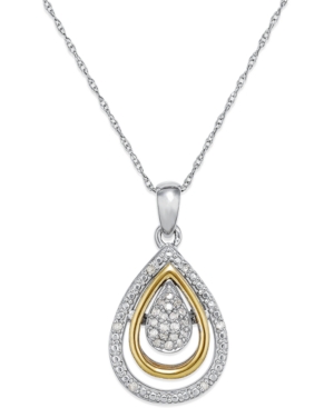 image of Diamond Teardrop Pendant in 14k Gold and Sterling Silver (1/10 ct. t.w.)