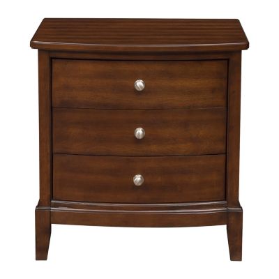 Streamdale 3-Drawer Nightstand in Dark Cherry Finish