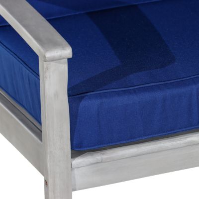 Streamdale Deep Seat Eucalyptus Chair, Silver Gray Finish, Navy Cushions