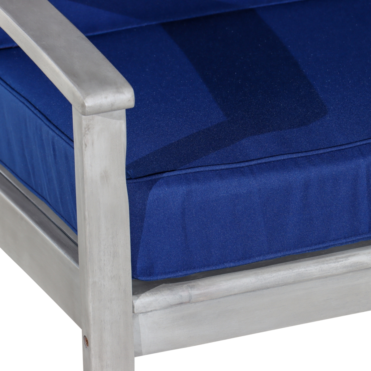 Streamdale Furniture Deep Seat Eucalyptus Chair, Silver Gray Finish, Navy Cushions - Silver+grey