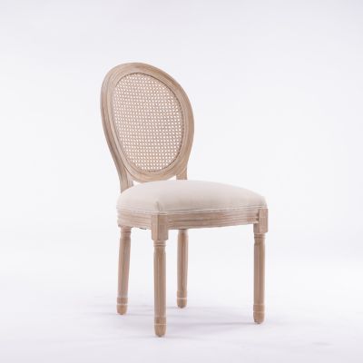 Single Piece Fabric Antique French Style Dining Chairs Set