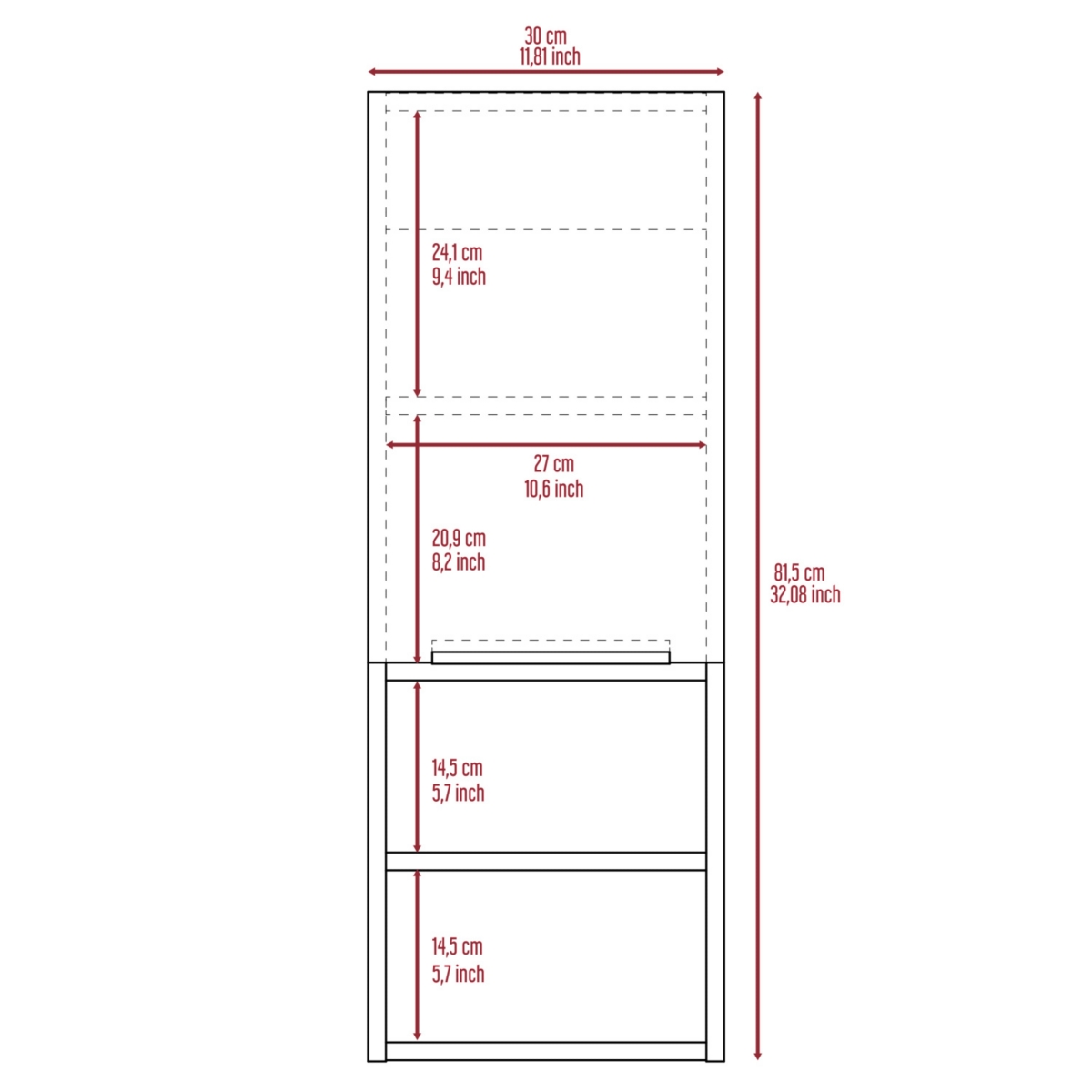 Streamdale Furniture Mila Bathroom Cabinet, Two Internal Shelves, Two External Shelves, Single Door -- White