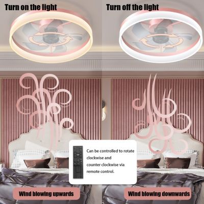 Thin Pink Dimmable LED Ceiling Fans