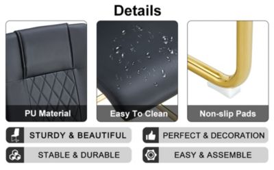 Streamdale 6 Modern Dining Chairs with Gold Metal Legs