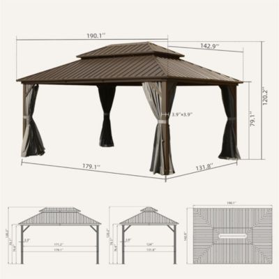 12' x 16' Aluminum Gazebo with Double Roof