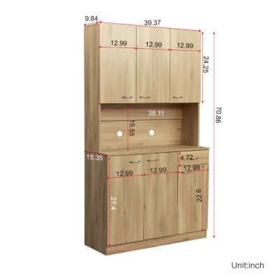 6-Door Kitchen Cabinet with Drawer & Shelves
