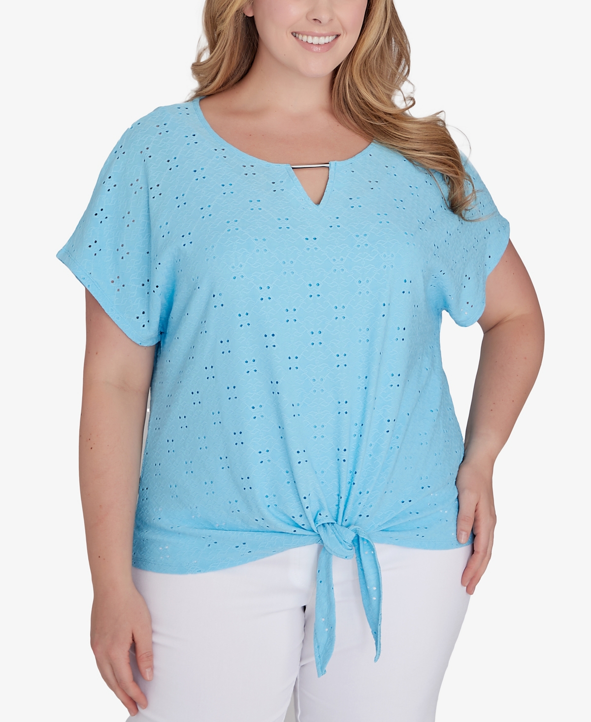 Hearts Of Palm Plus Size Feeling The Lime T Sleeve Top In Blue