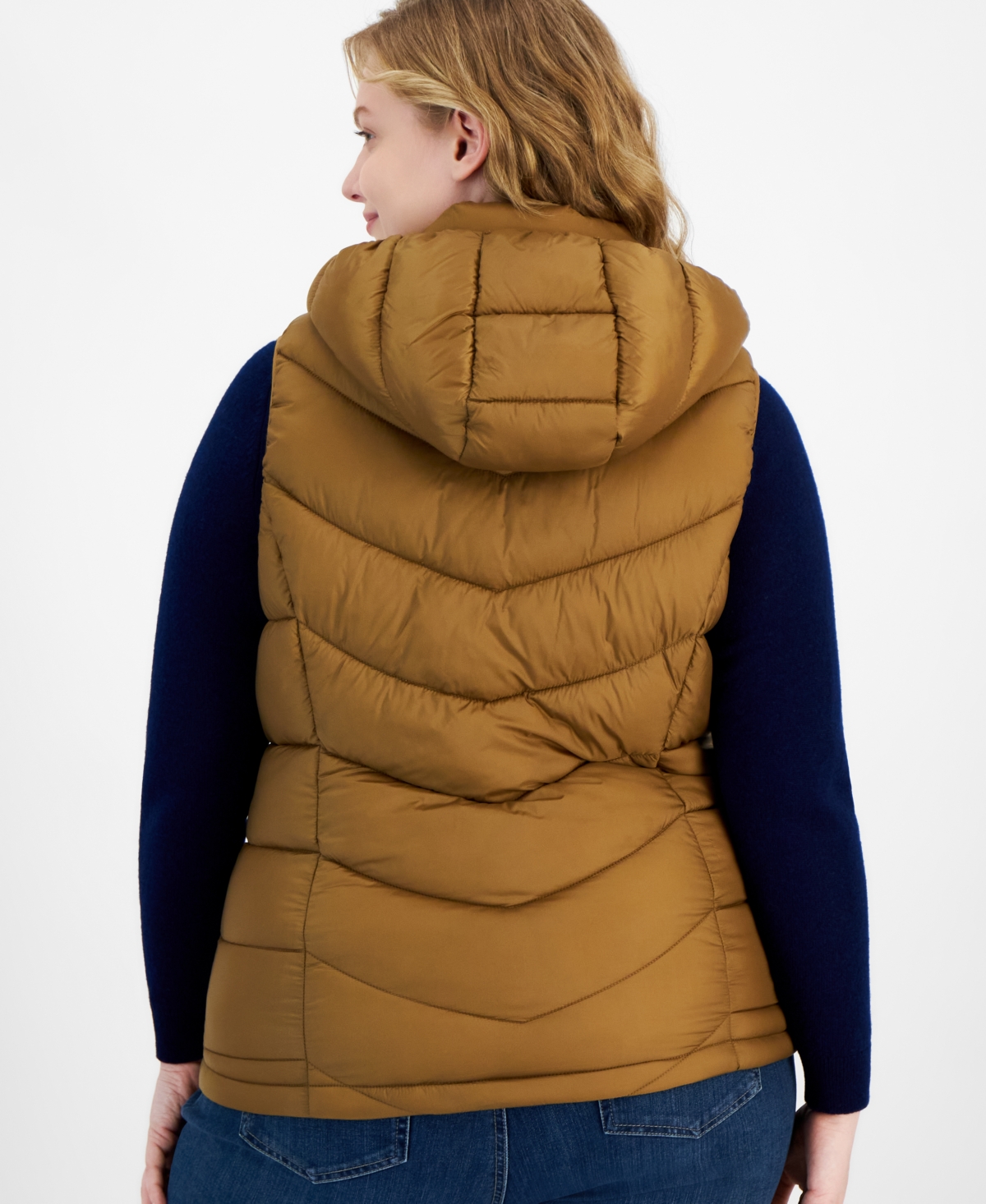 Charter Club Plus Size Packable Hooded Puffer Vest, Created For Macy's In Chestnut