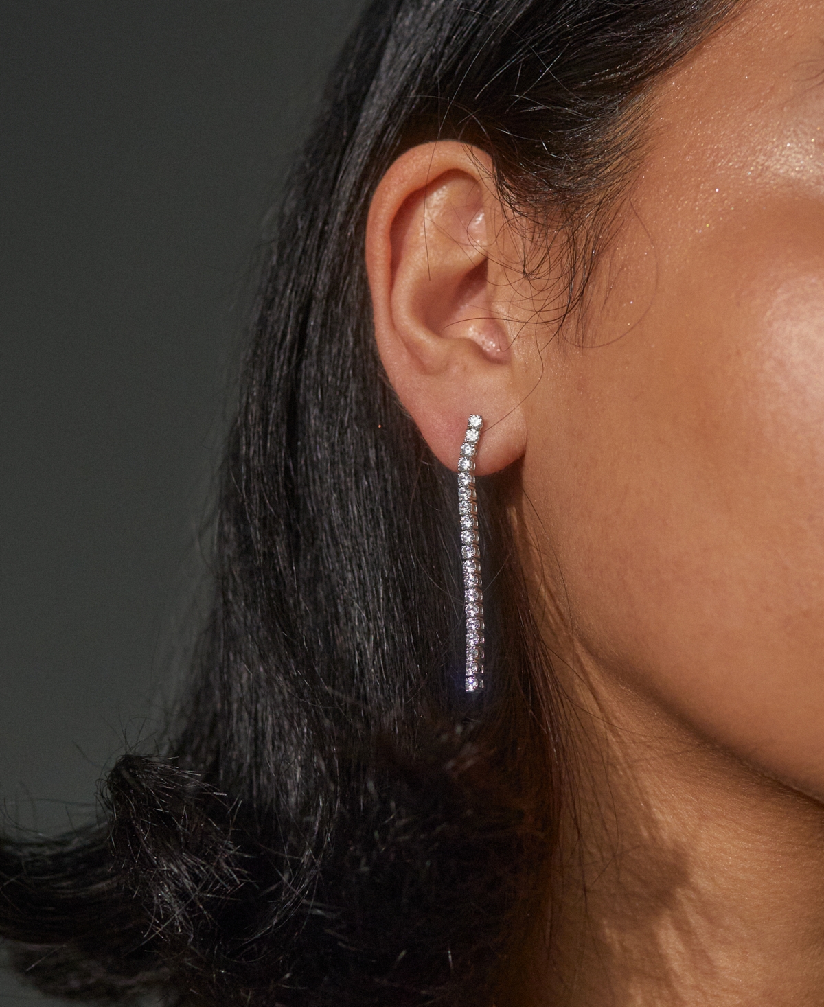 Eliot Danori Silver-tone Cubic Zirconia Linear Drop Earrings, Created For Macy's In Rhodium
