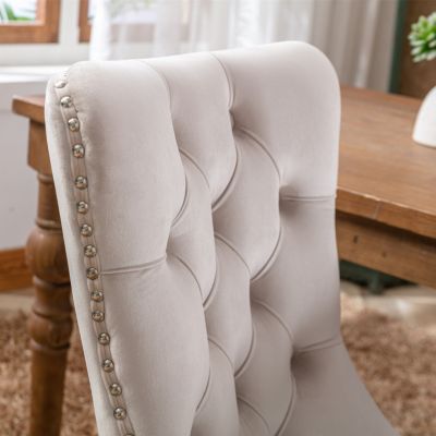 Modern, High-end Tufted Solid Wood Contemporary Velvet Upholstered Dining Chair with Wood Legs Nailhead Trim 2-Pcs Set