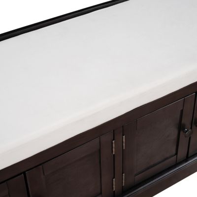 Multi-Functional Storage Bench with Shelves and Cushion