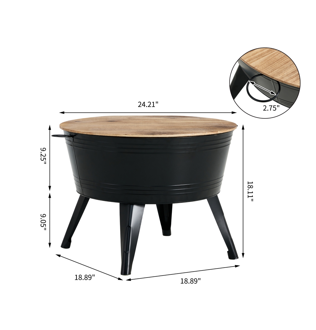 Streamdale Furniture Farmhouse Rustic Distressed Metal Accent Cocktail Table