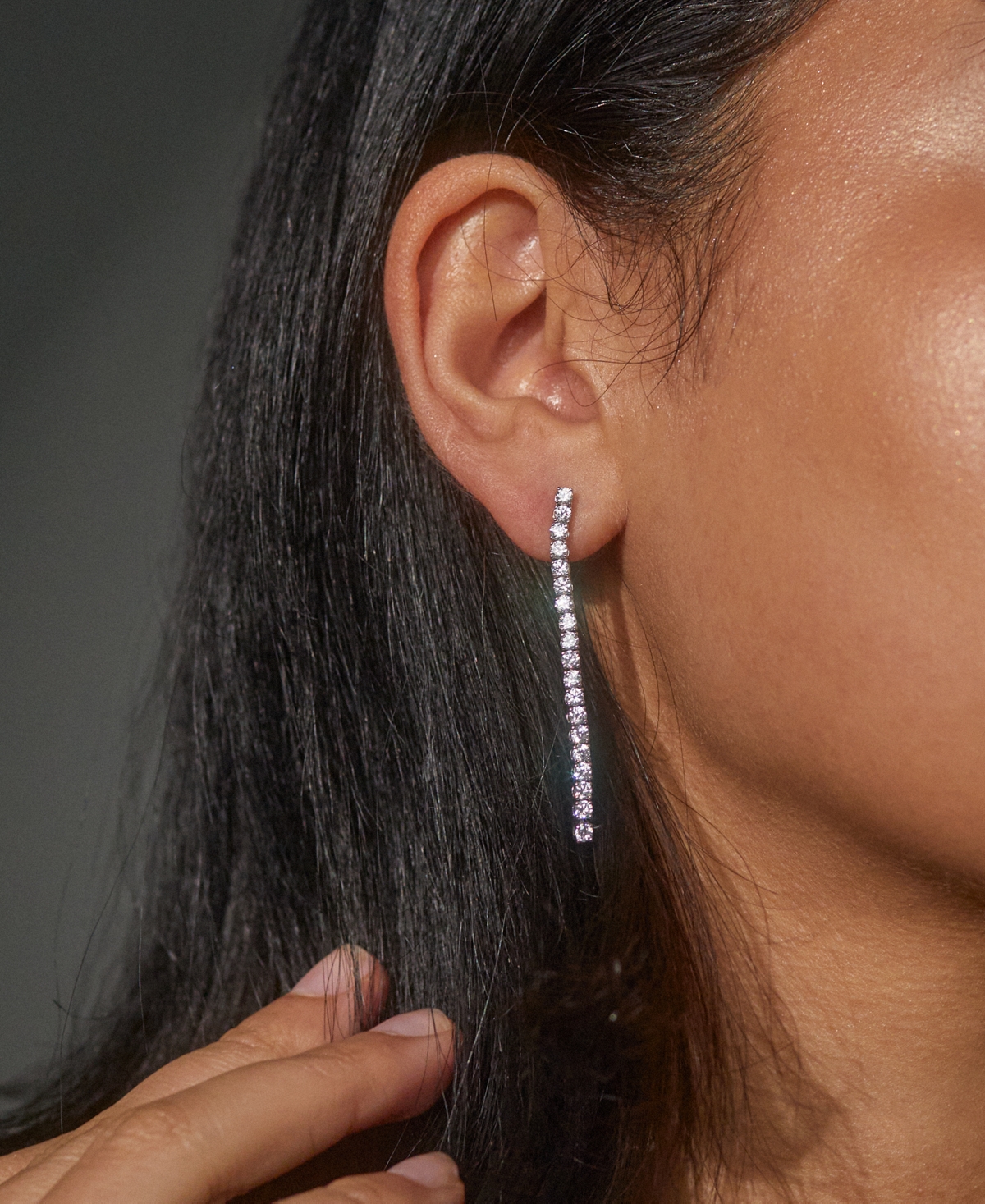 Eliot Danori Silver-tone Cubic Zirconia Linear Drop Earrings, Created For Macy's In Rhodium