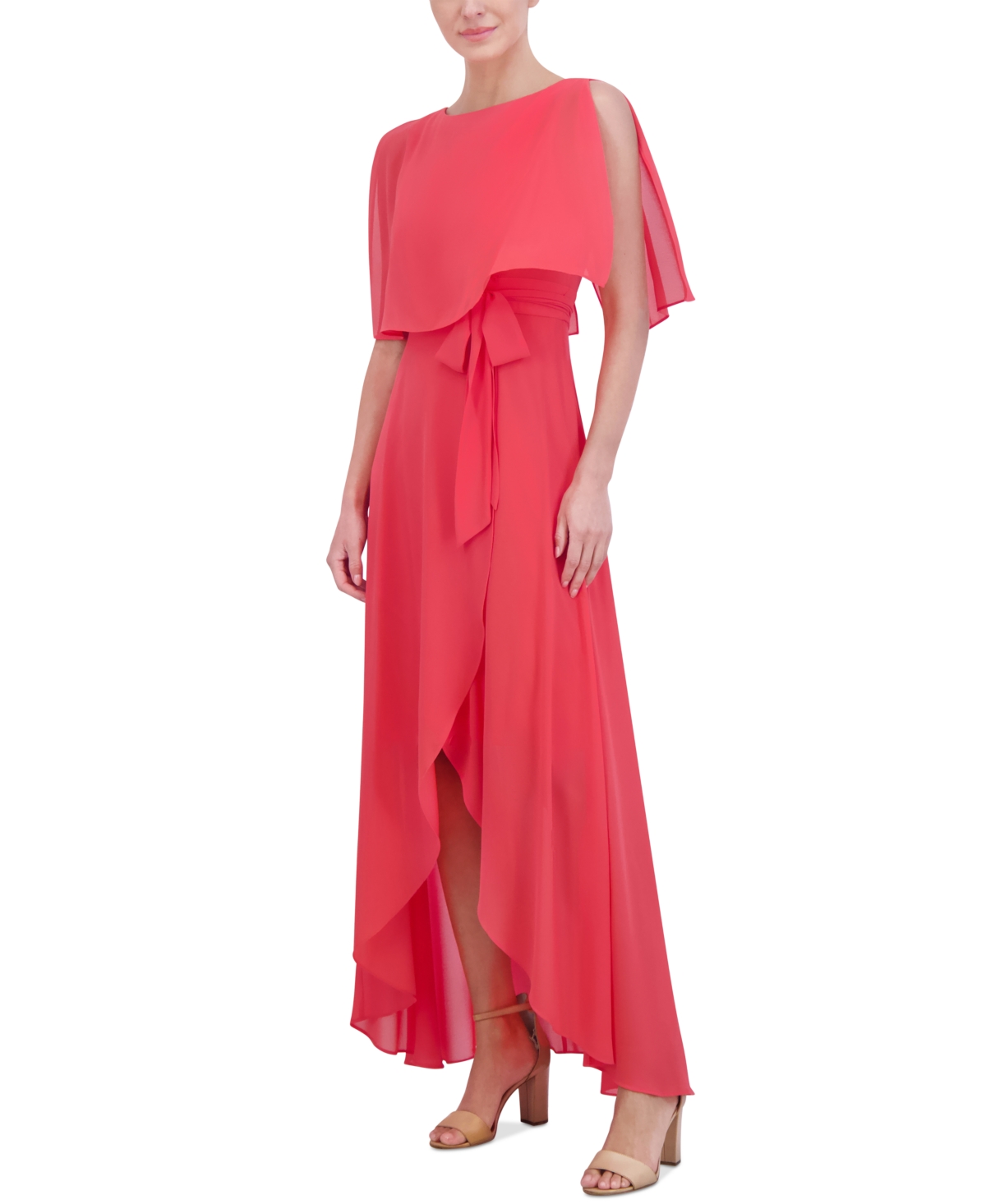 Shop Jessica Howard Petite Split-sleeve High-low Maxi Dress In Dahlia