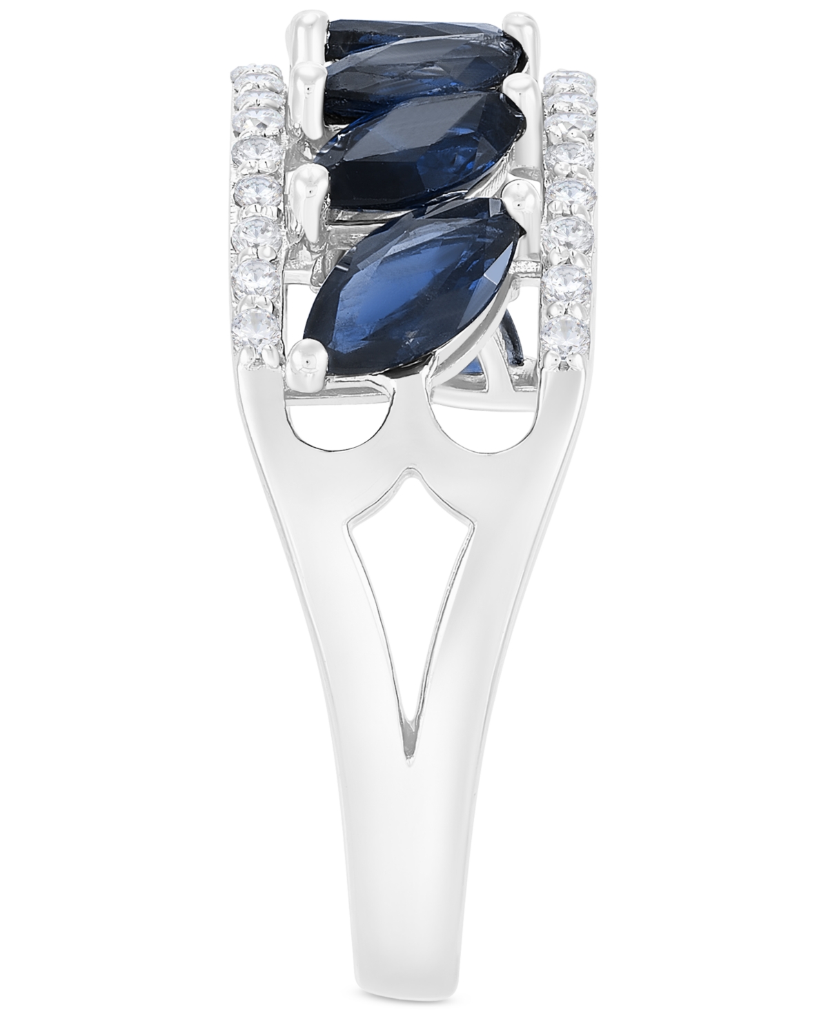 Kanchan(2-3/8 ct. t.w.) & Diamond (1/4 ct. t.w.) in 10k White Gold - Sapphire