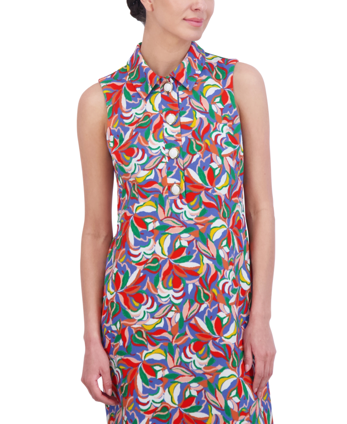 Shop Jessica Howard Petite Printed Sleeveless Dress In Multi