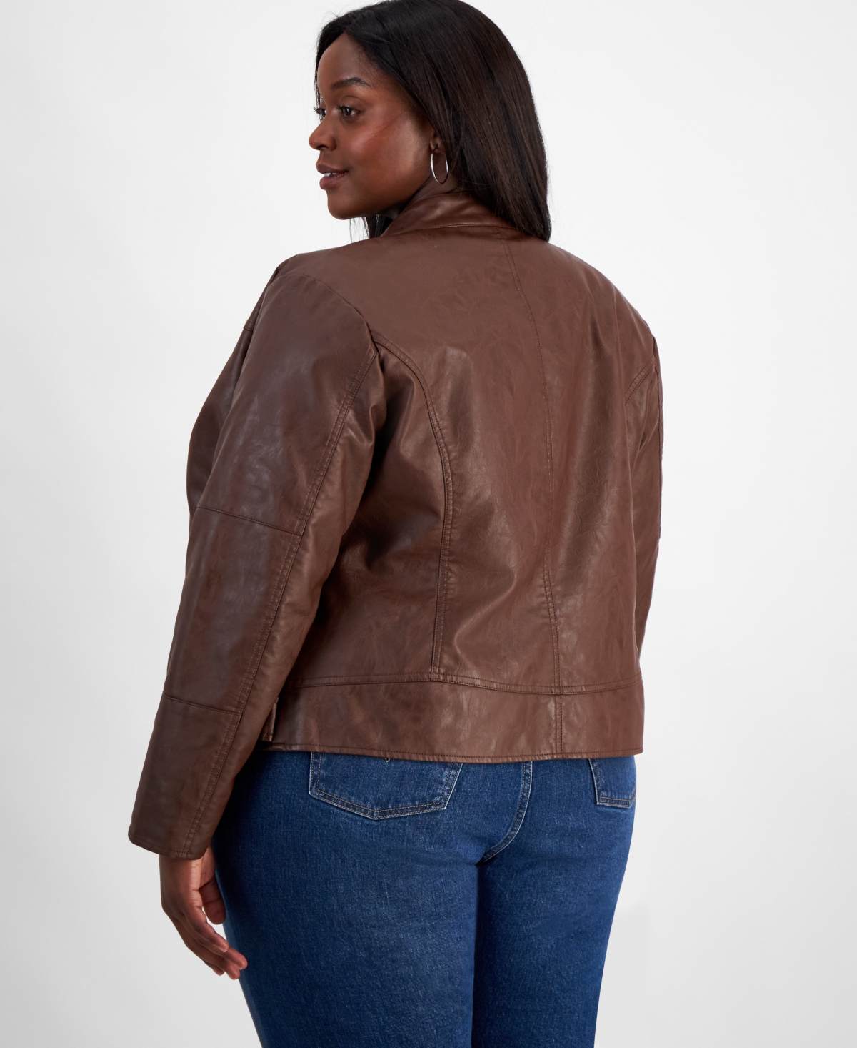 Maralyn & Me Plus Size Faux-Leather Zip-Front Jacket