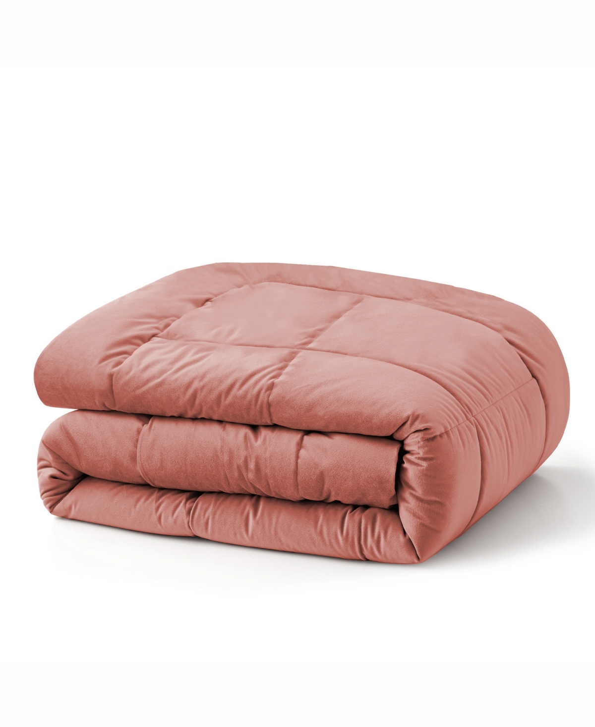 Unikome Plush Velet Quilted Down Alternative Comforter, King In Pink