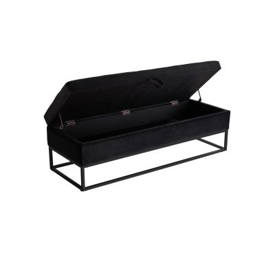58.6" Bed Bench Metal Base with Storage Pink Velvet