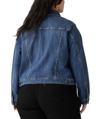 Plus Size Button-Down Original Denim Trucker Jacket