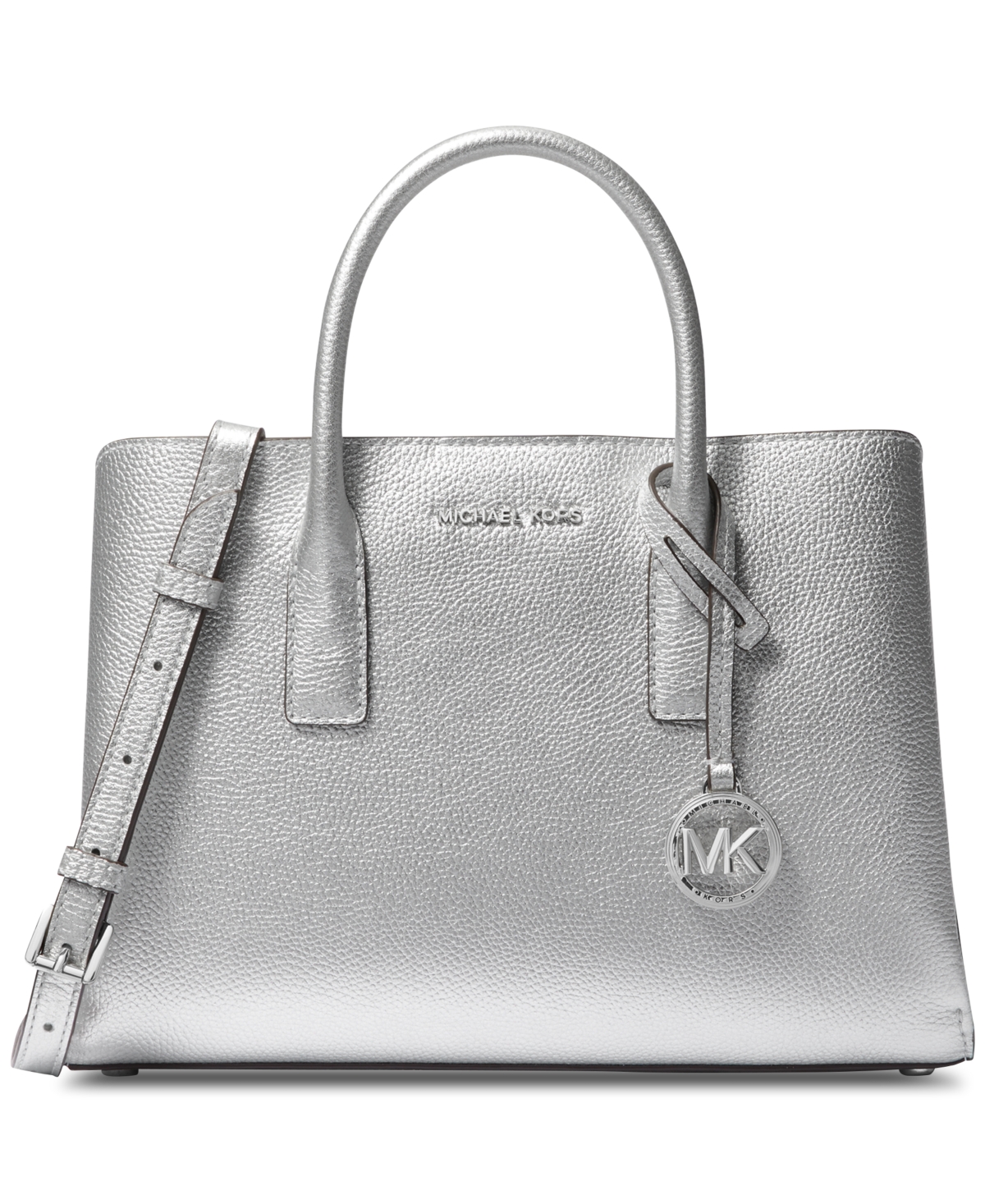 Shop Michael Kors Michael  Ruthie Small Satchel In Silver