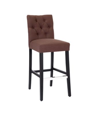 29" Upholstered Linen Fabric Tufted Bar Stool Chair