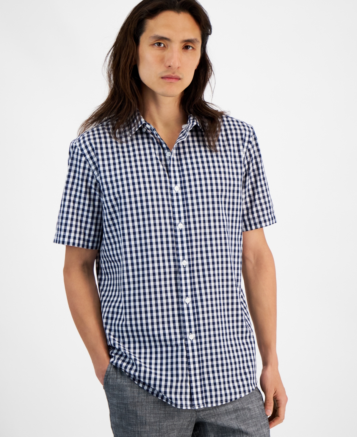 Club Room Men's Short Sleeve Printed Shirt, Created For Macy's