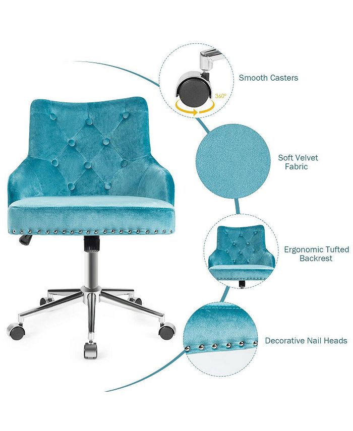 Slickblue Tufted Upholstered Swivel Computer Desk Chair with Nailed