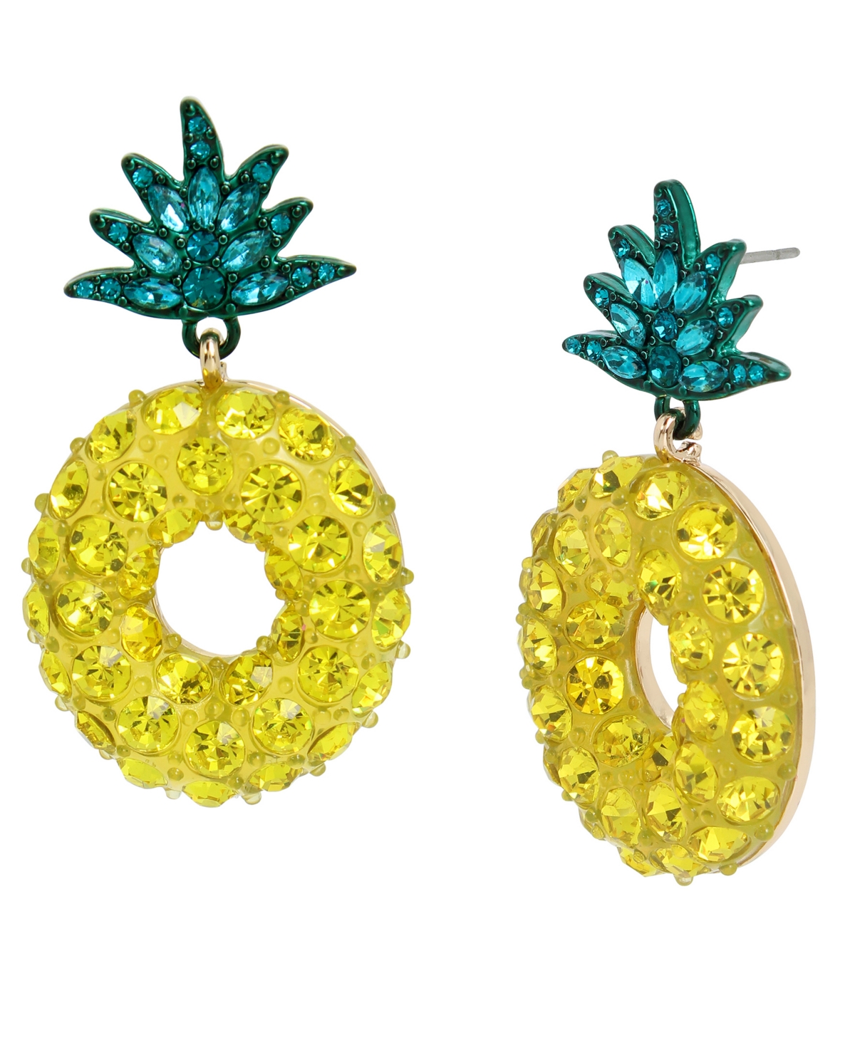 Shop Betsey Johnson Faux Stone Pineapple Drop Earrings In Yellow