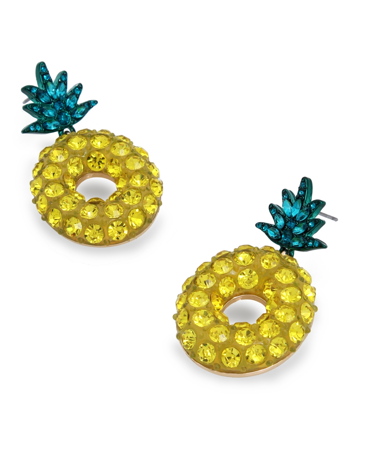 Shop Betsey Johnson Faux Stone Pineapple Drop Earrings In Yellow