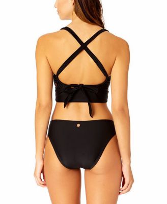 Women's Solid Halter Banded Bra Swim Top