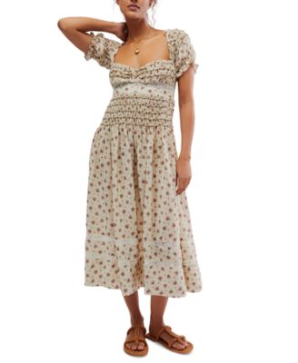 Free People - Women's Bali Juniper Floral Print Ruffled Midi Dress