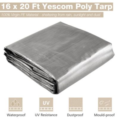 16x20 Ft 14 Mil Poly Tarp Protective Cover Tarpaulin Heavy Duty UV Resistant