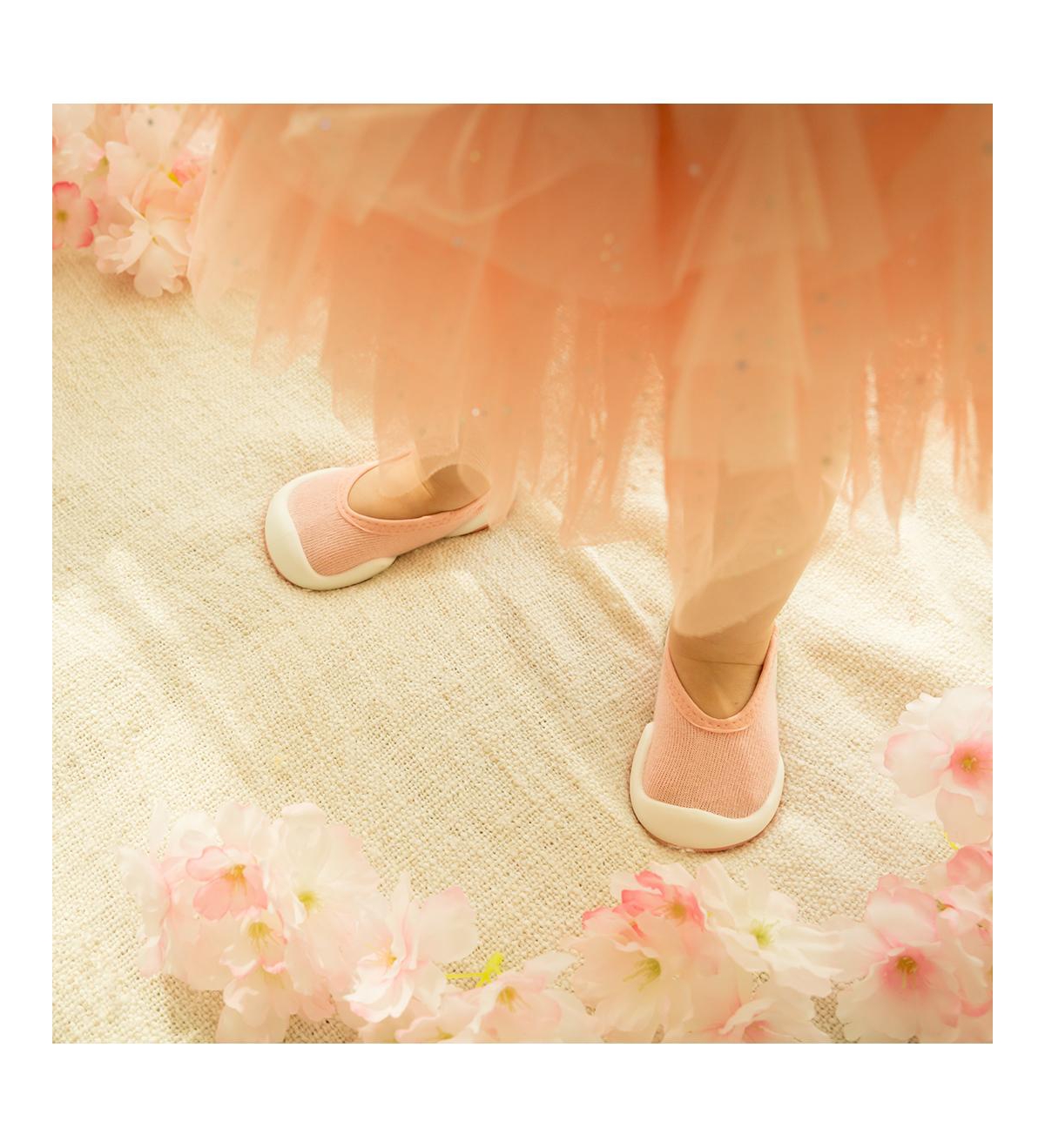 Infant Girl Breathable Washable Non-Slip Sock Shoes Flat - Pastel- Pink